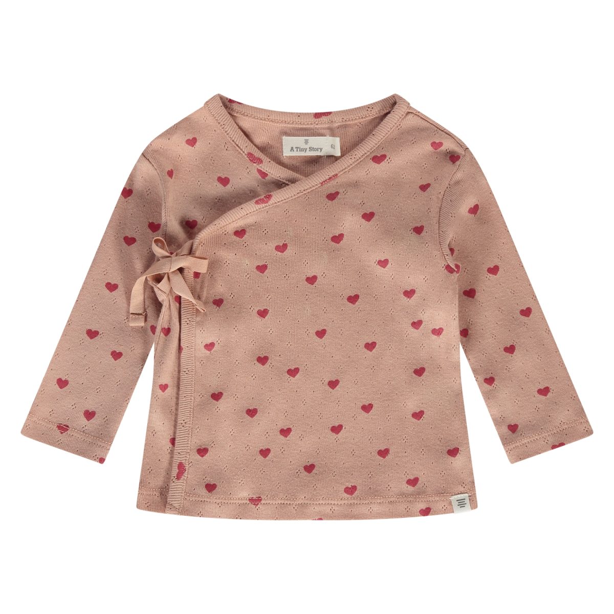 A Tiny Story - baby wrap t shirt long sleeve - dusty coral hearts