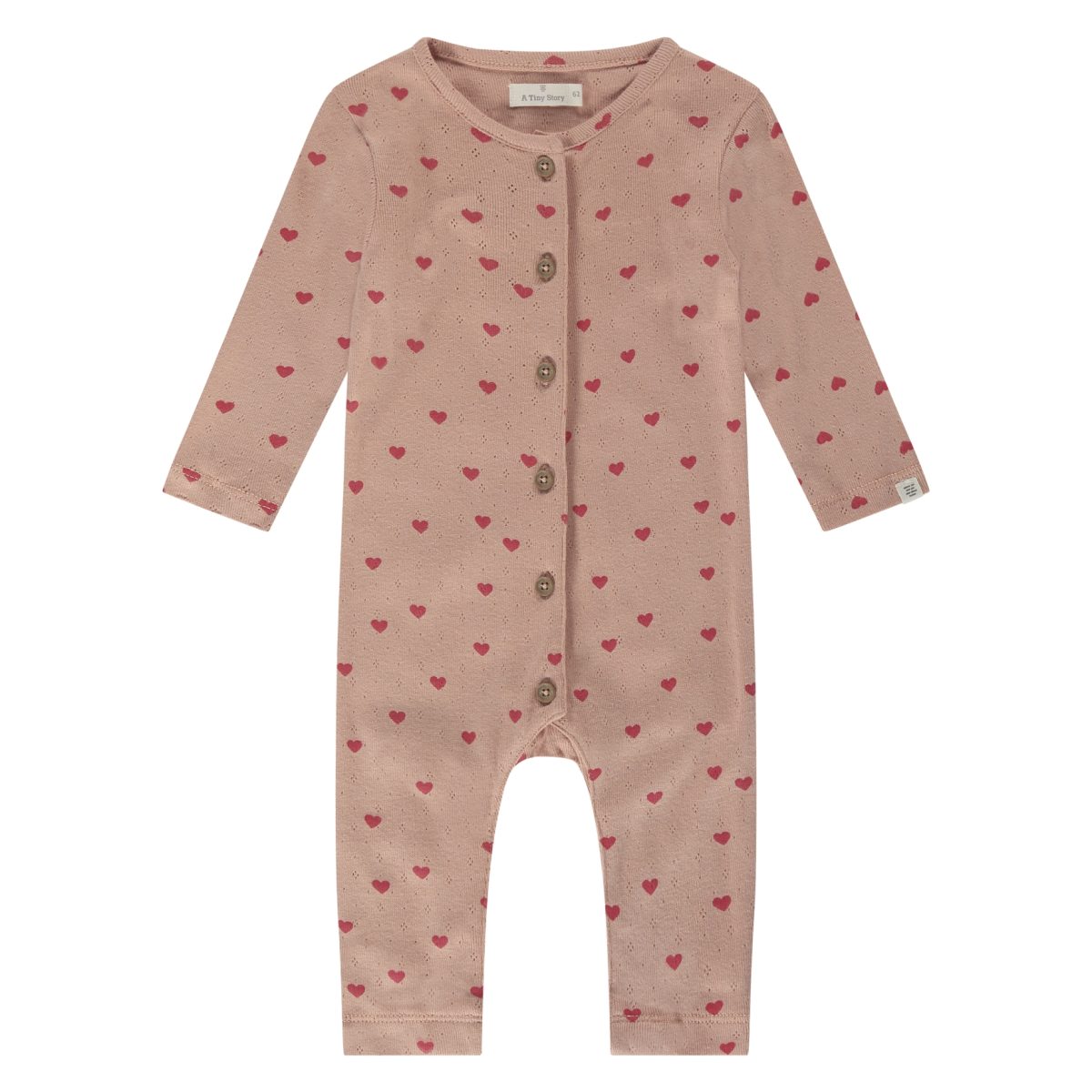 A Tiny Story - baby suit long sleeve - dusty coral hearts