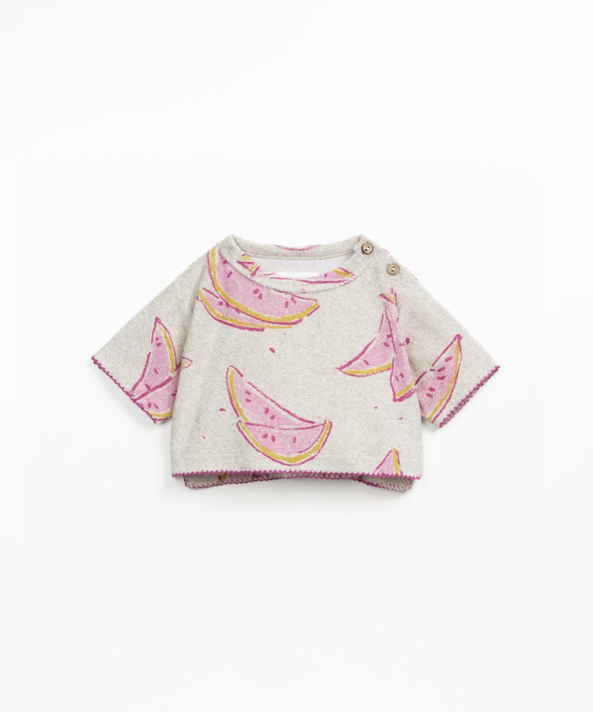 Play Up - Printed Plush Sweater Grey Melon