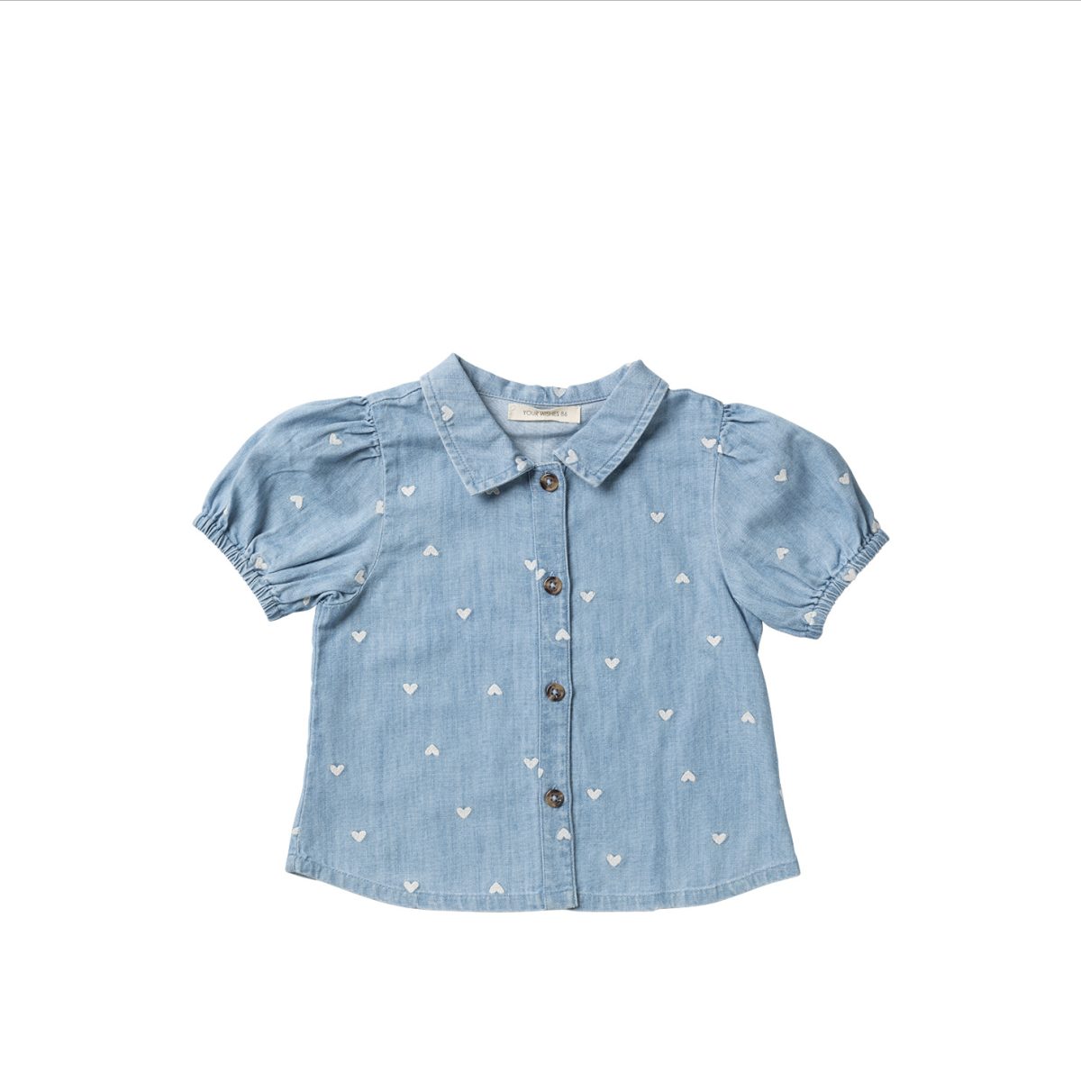 Your Wishes - Slub Denim Puff Sleeve Shirt