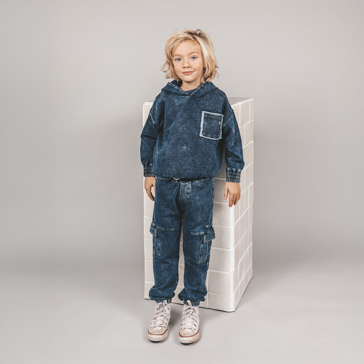 Your Wishes - Knitted Denim Boxy Hoodie - Afbeelding 2