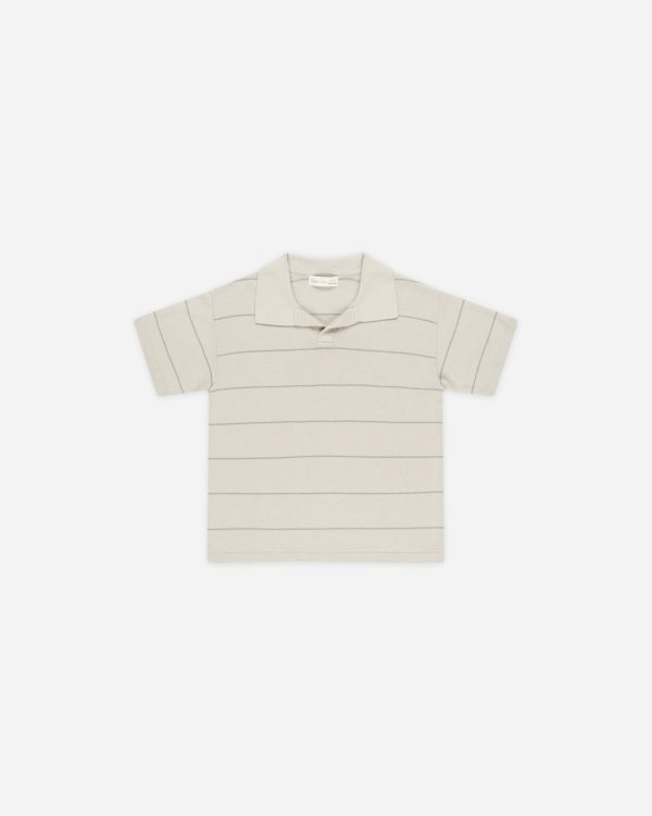 Rylee & Cru - Chandler Knit Polo Eucalyptus Stripe