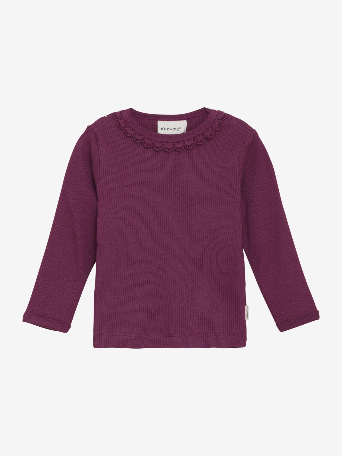 Minymo - T-shirt LS Rib - Raspberry Coulis