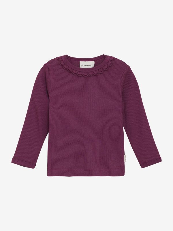 Minymo - T-shirt LS Rib - Raspberry Coulis