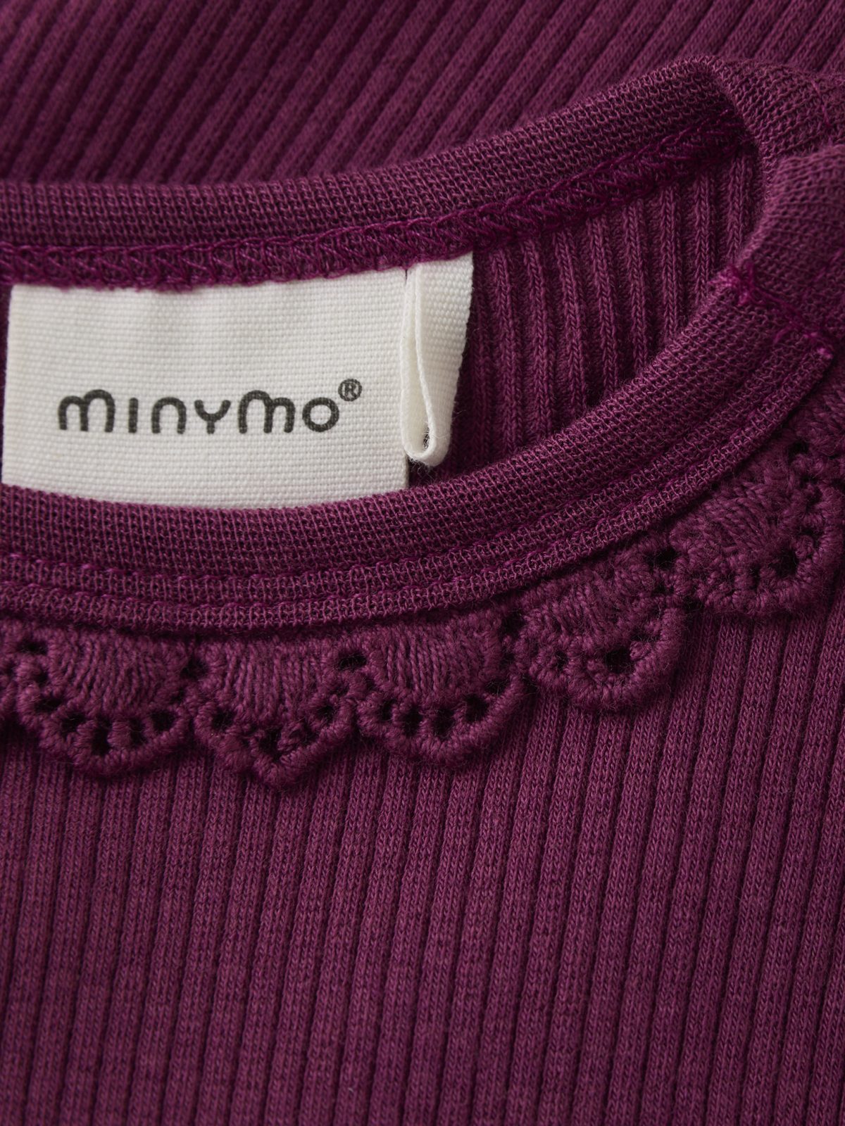 Minymo - T-shirt LS Rib - Raspberry Coulis - Afbeelding 4