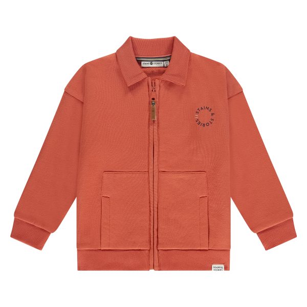 Stains & Stories - Boys sweat cardigan Pomegranate