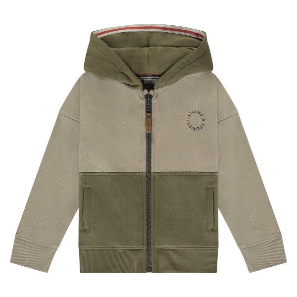 Stains & Stories - Boys sweat cardigan Army