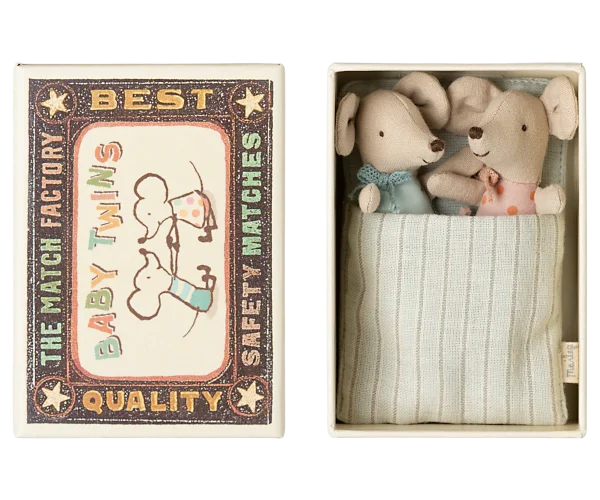 Maileg - Twins, Baby mice in matchbox
