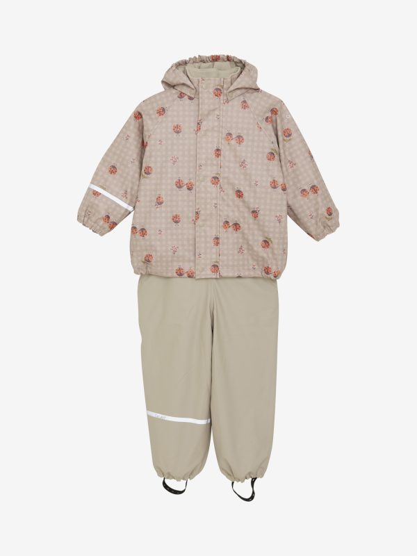 CeLaVi - Rainwear Set - AOP, w. fleece ladybug